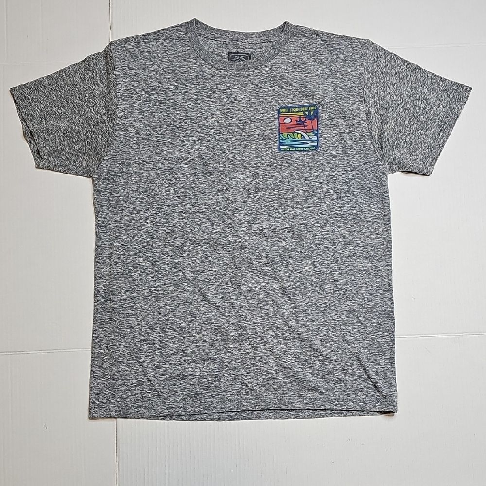 Quiet Storm Surf Shop Heather Gray Short Sleeve Graphic Tee, Medium